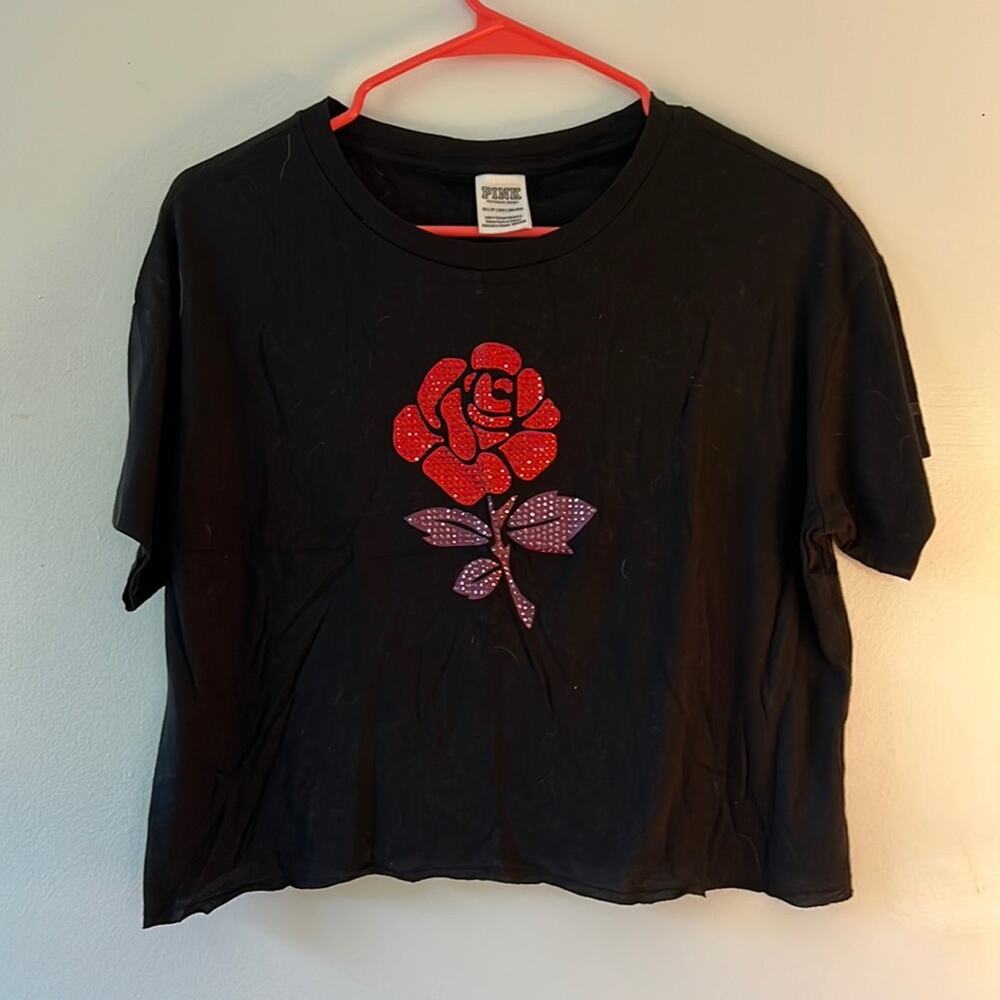 Victoria’s Secret PINK bling floral rhinestone crop top size extra small nwot - Picture 1 of 7